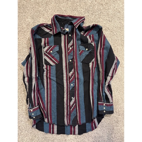 Wrangler Other - Wrangler Western Shirt Mens XXL Multicolor Striped Pearl Snap Long Sleeve Cotton